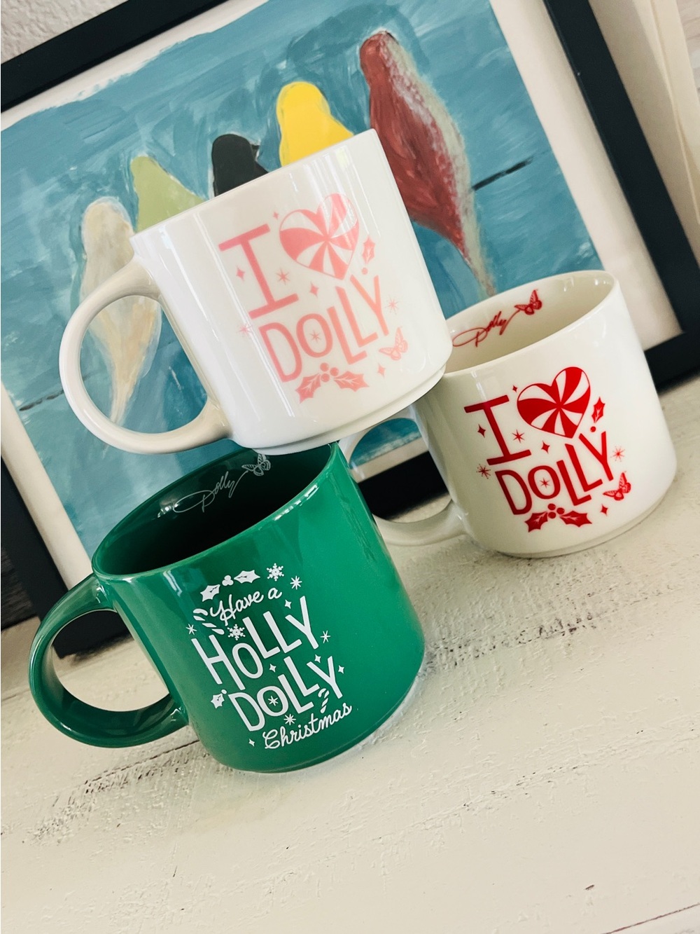 Dolly Parton 16 oz Mug Set of 3 – I ❤️ Dolly + Holly Dolly Christmas